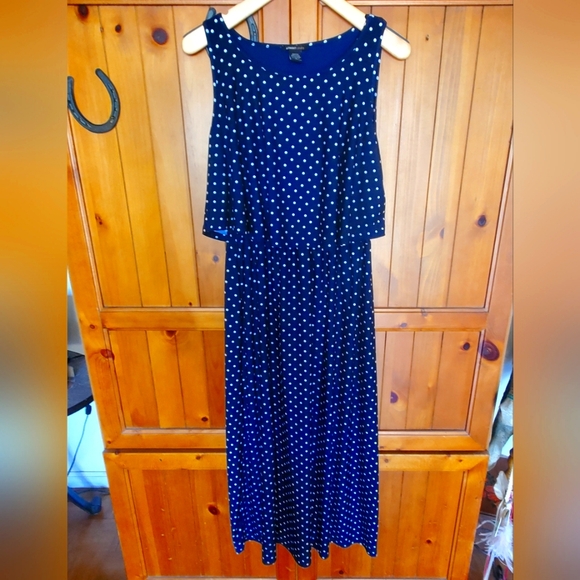 Robert Louis Navy Polka Dot ๐ Dress Large - Picture 1 of 4